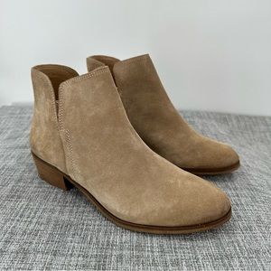 Splendid Hamptyn Tan Suede Ankle Boots Size 8 Side‎ Zip Neutral Women